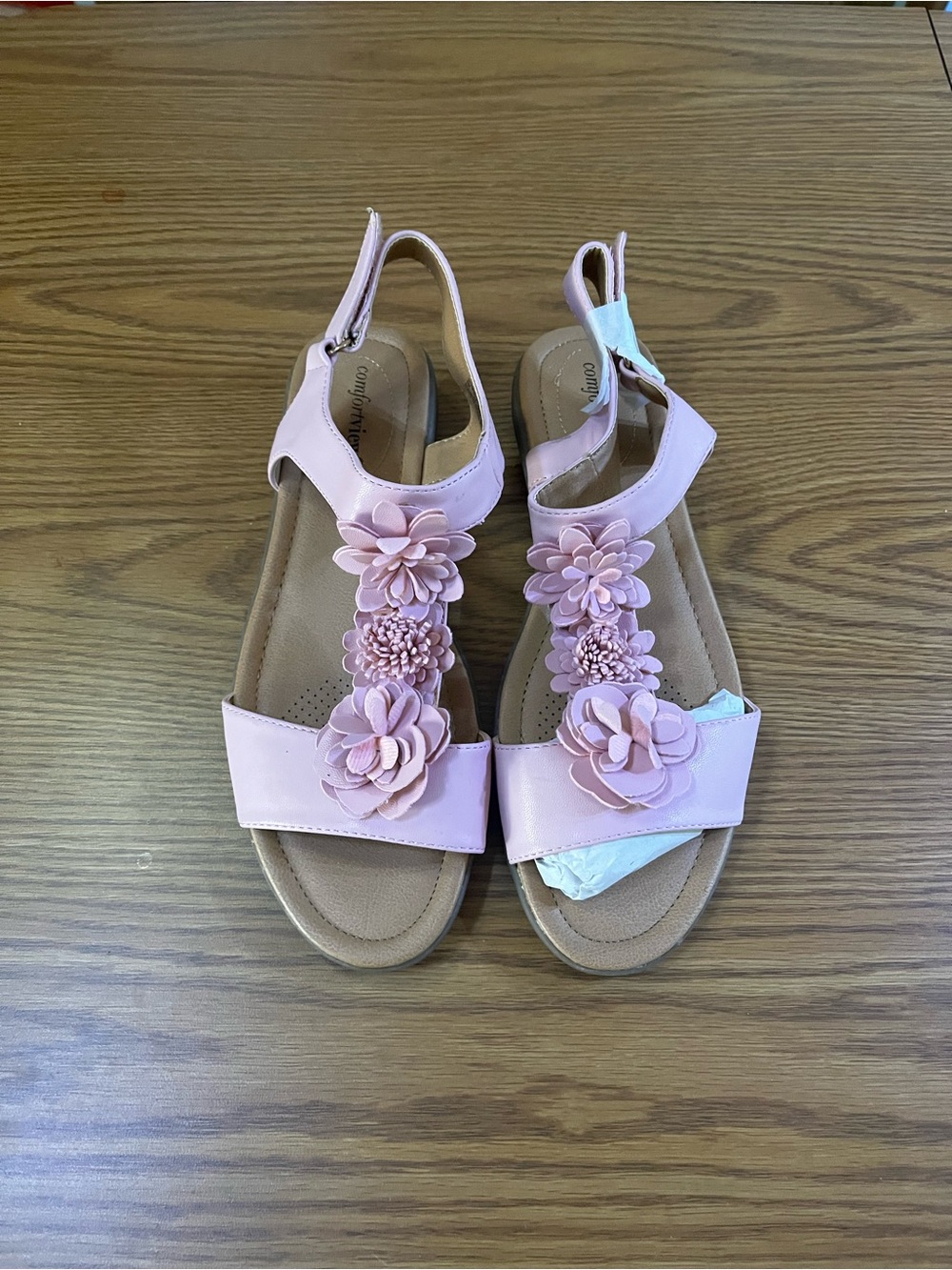 Comfort View Bonnie Floral T-Strap Sandals - Pink Size 9M